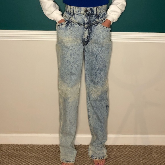 Vintage acid washed high waisted 80’s jeans long - Picture 7 of 14